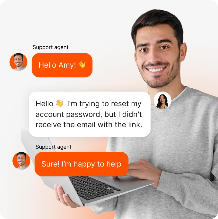 real-time conversation with customer and support agent